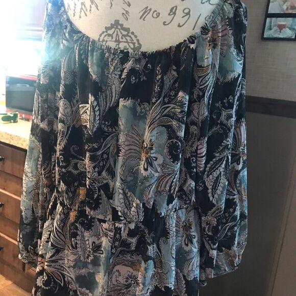 Paisley Off The Shoulder Peplum Top Plus Size - Picture 9 of 13